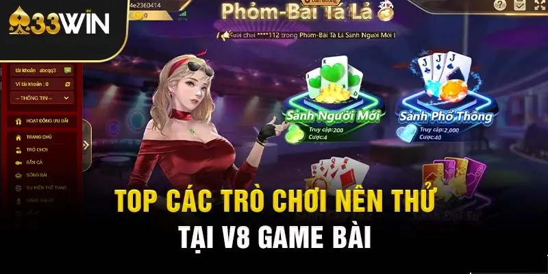 Các trò chơi tại v8 game bài 33win